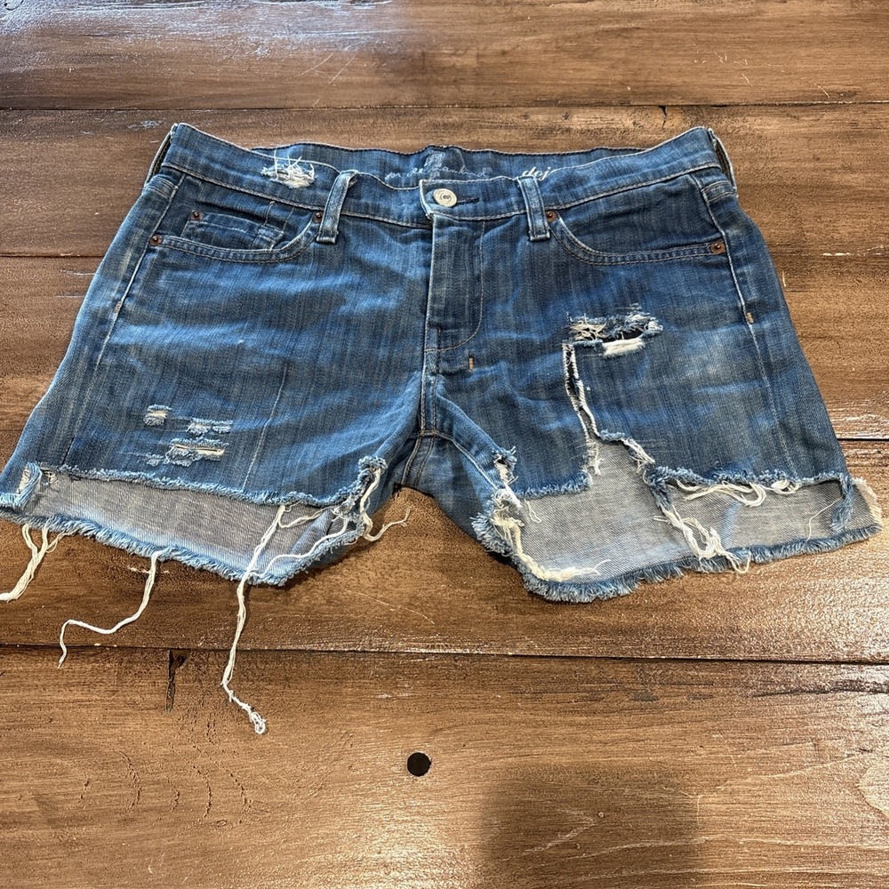 7 For All Mankind Cutoff Jean Shorts‎ Women's 28 Blue Denim Medium Wash